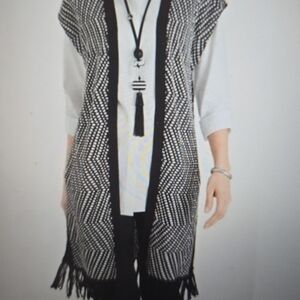 Chico's Black and White Geometric Sweater Vest